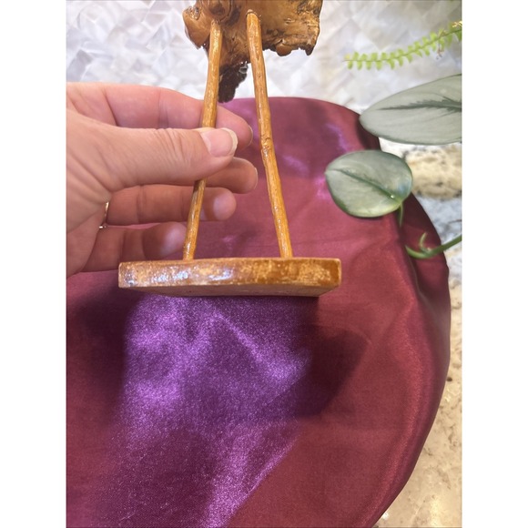 Wood bird figurine, burl‎ wood sculpture, wooden stork or crane figure - Picture 10 of 13